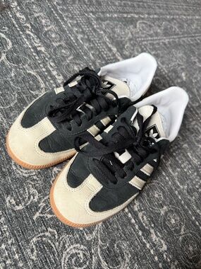 adidas Black and Cream Retro Court Sneakers Samba